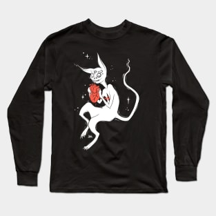 Cute Creepy Monster Cat, Dark Goth Art Long Sleeve T-Shirt